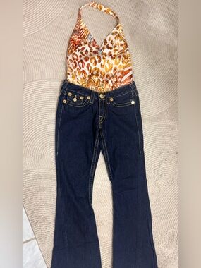 Outfit.  New top/ preowned original 2k True Religion jeans. Low rise, like new!